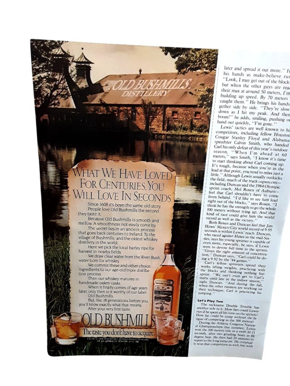 1982 Old Bushmills Irish Whiskey Vintage Print Ad Distillery